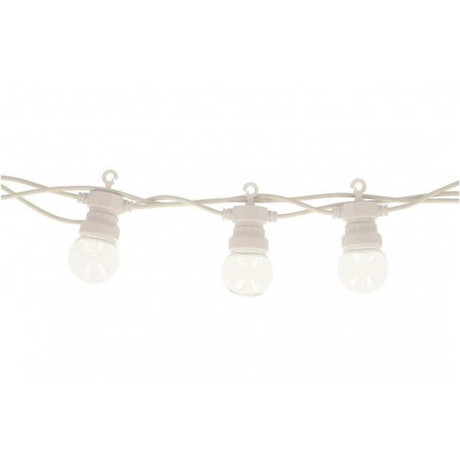 Lichterkette 10M mit 20 Klar LED-Lampen, Weißes Kabel, Natürliche Licht, Verbindbar 30M, für Außen