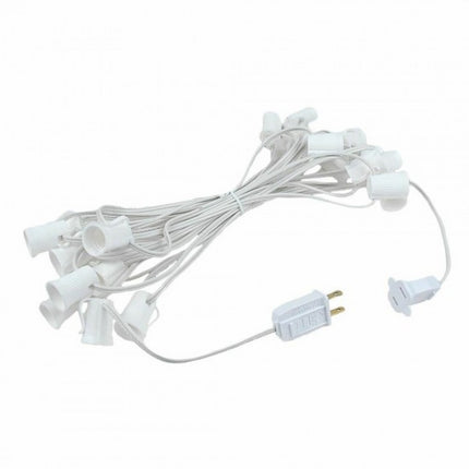 Zickzack Lichterkette 7,5M mit 25 LED-Lampen E12, 1W, Glas, Dimmbar, Weißes Kabel, Verbindbar 210M, für Außen