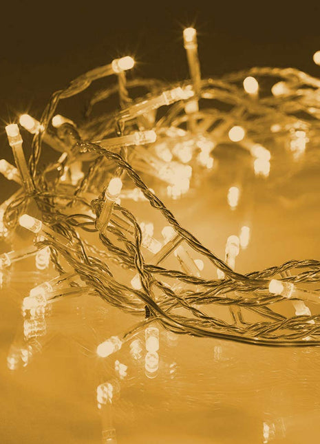 Lichterkette 100M mit 1000 LEDs, Durchsichtig Kabel, 8 Programmen, Warm Licht, für Außen