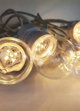 Lichterkette 10M mit 20 Klar LED-Lampen, Weißes Kabel, Natürliche Licht, Verbindbar 30M, für Außen