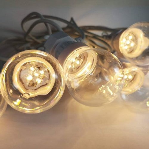 Lichterkette 10M mit 20 Klar LED-Lampen, Weißes Kabel, Natürliche Licht, Verbindbar 30M, für Außen