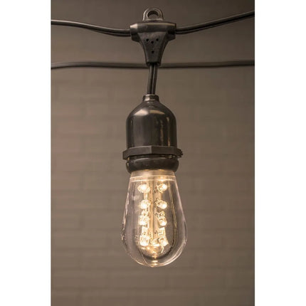 Außenlichterkette mit S14 LED-Leuchtmitteln aus Glas, dimmbar und sehrwarmweißem Licht