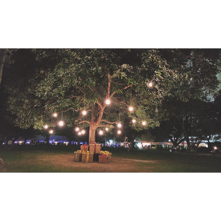Schwarzes Lichterkette mit Pendel 10M mit 20 Große LED-Lampen G125, E27, 4W, Kunststoff, Dimmbar, Verbindbar 250M, für Außen