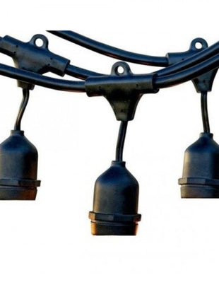 Kabel 10M mit 20 Pendel Fassungen E27, Schwarzes Kabel, Verbindbar max. 1000W, für Außen