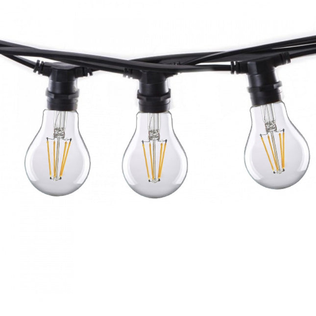 Birne mit 4 LED Filament A60, E27, 4W, Kunststoff, Dimmbar, 75lm/W, Warm Licht, für Außen