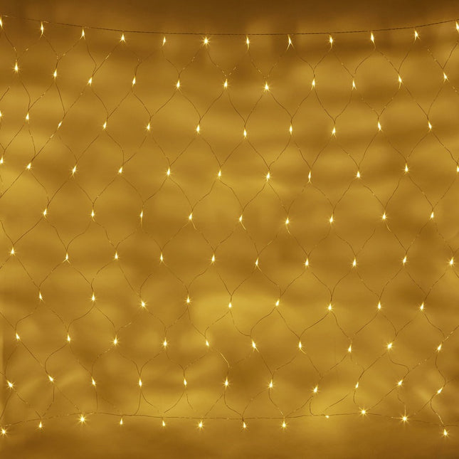 Lichternetz 3M × 2M mit 192 Premium-LEDs, Durchsichtig Kabel, Warm Licht, Verbindbar 15M, für Außen