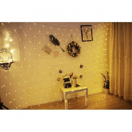 Lichternetz 2M × 2M, 204 LEDs, mit 8 Programmen, Durchsichtig Kabel, Warm Licht, Verbindbar 8M, für Außen