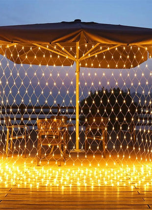 Lichternetz 3M x 2M mit 192 LEDs, Durchsichtig Kabel, Warm Licht, Verbindbar 9M, für Außen