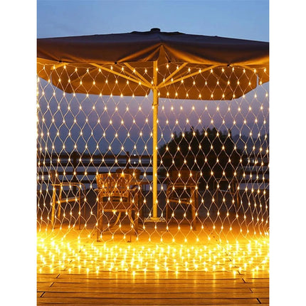 Lichternetz 3M x 2M mit 192 LEDs, Durchsichtig Kabel, Warm Licht, Verbindbar 9M, für Außen