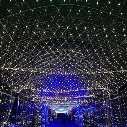 Lichternetz 3M x 2M mit 192 LEDs, Durchsichtig Kabel, Warm Licht, Verbindbar 9M, für Außen