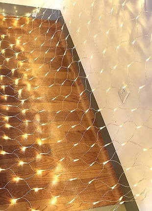 Lichternetz 3M x 2M mit 192 LEDs, Durchsichtig Kabel, Warm Licht, Verbindbar 9M, für Außen