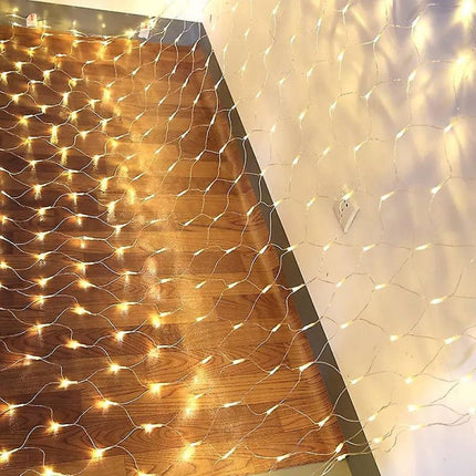 Lichternetz 3M x 2M mit 192 LEDs, Durchsichtig Kabel, Warm Licht, Verbindbar 9M, für Außen