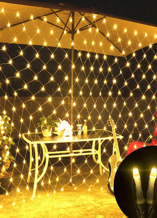 Lichternetz 3M x 2M mit 192 LEDs, Durchsichtig Kabel, Warm Licht, Verbindbar 9M, für Außen