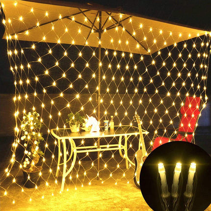 Lichternetz 3M x 2M mit 192 LEDs, Durchsichtig Kabel, Warm Licht, Verbindbar 9M, für Außen