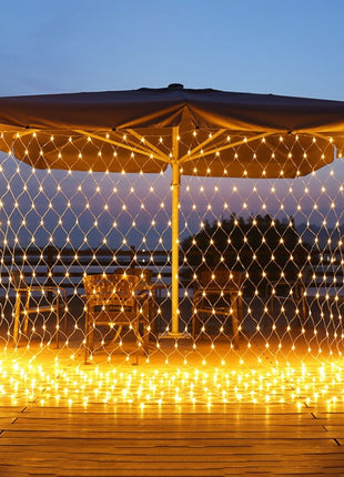 Lichternetz 6M × 4M mit 672 LEDs, Durchsichtig Kabel, Warm Licht, für Außen