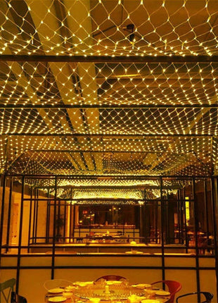 Lichternetz 6M × 4M mit 672 LEDs, Durchsichtig Kabel, Warm Licht, für Außen