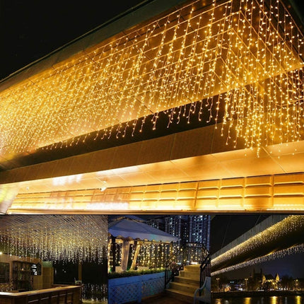 Lichtervorhang 10M x mit 352 LEDs, Durchsichtig Kabel, Warm Licht, Verbindbar 20M, für Außen