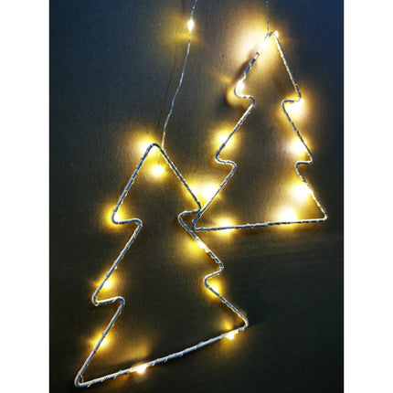 Lichtervorhang 1,8M mit 7 Tannenbäume und Mini-LEDs, Durchsichtig Kabel, Warm Licht, für Außen