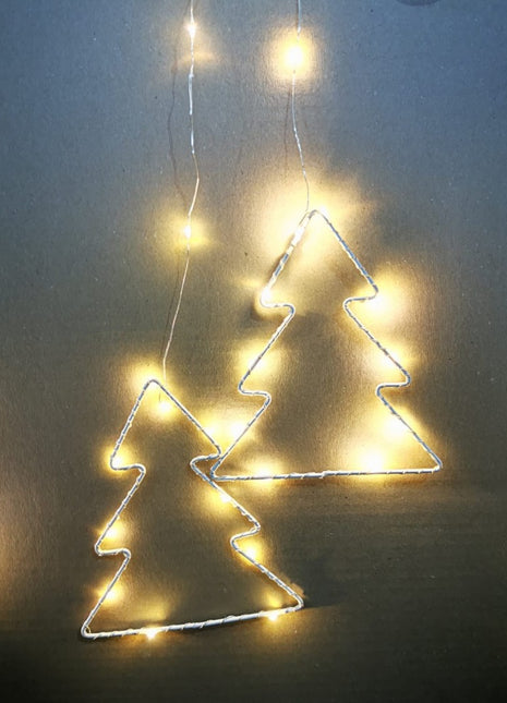 Lichtervorhang 1,8M mit 7 Tannenbäume und Mini-LEDs, Durchsichtig Kabel, Warm Licht, für Außen