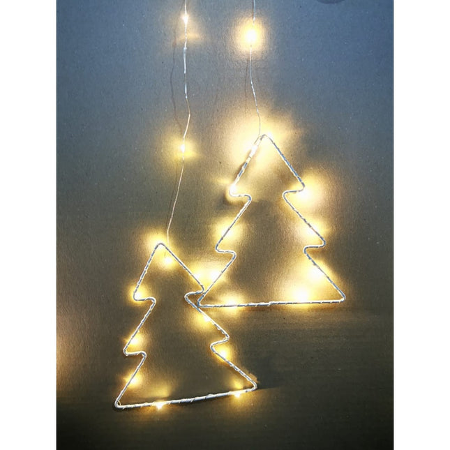 Lichtervorhang 1,8M mit 7 Tannenbäume und Mini-LEDs, Durchsichtig Kabel, Warm Licht, für Außen