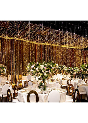 Lichtervorhang 2M × 10M mit 3200 LEDs, Durchsichtig Kabel, Warm Licht, Verbindbar 4M, für Außen