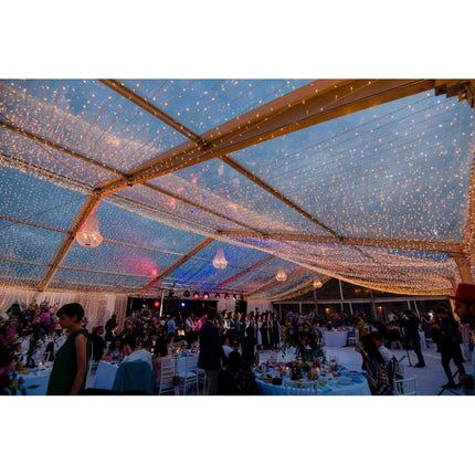 Lichtervorhang 2M × 10M mit 2000 LEDs, Durchsichtig Kabel, Warm Licht, Verbindbar 4M, für Außen