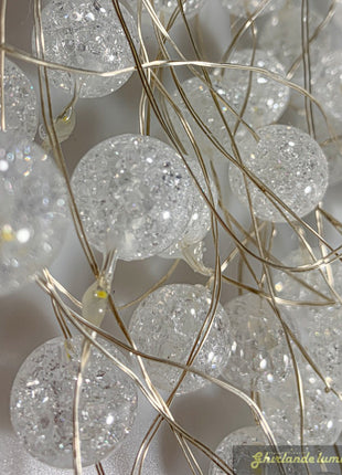 Silberdraht Lichtervorhang 2,2M × 1,9M, 120 Kugeln-LEDs, Kalt Licht, Verbindbar 4M, für Innen