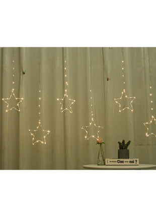 Lichtervorhang 2,5M mit Sternen und Mini-LEDs, 8 Programmen, Warm Licht, Verbindbar 10M, für Außen