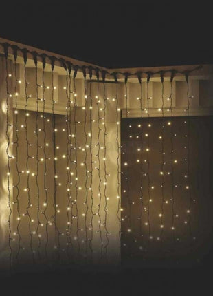 Lichtervorhang 2 × 3M mit 925 Premium-LEDs, Schwarzes Kabel, Warm Licht, Verbindbar 4M, für Außen