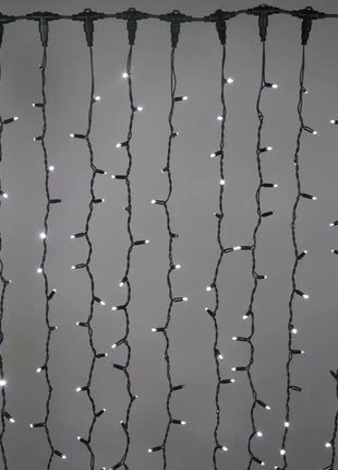Lichtervorhang 2M × 10M mit 2000 LEDs, Schwarzes Kabel, Warm Licht, Verbindbar 4M, für Außen