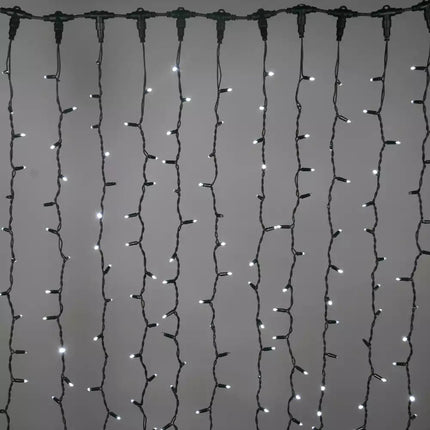 Lichtervorhang 3M × 5M mit 1500 Premium-LEDs, Schwarzes Kabel, Warm Licht, Verbindbar 18M, für Außen