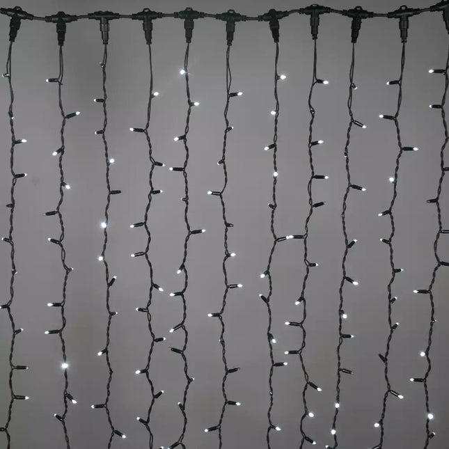 Lichtervorhang 2 × 3M mit 925 Premium-LEDs, Schwarzes Kabel, Warm Licht, Verbindbar 4M, für Außen
