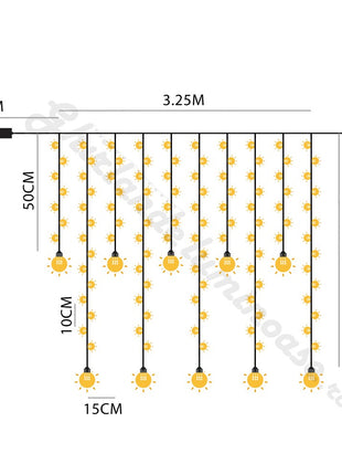 Lichtervorhang 3.25M × 0.5M/ 0.7M mit 120 LEDs, Durchsichtig Kabel, Bunten Licht und Flash, Verbindbar 16M, für Außen