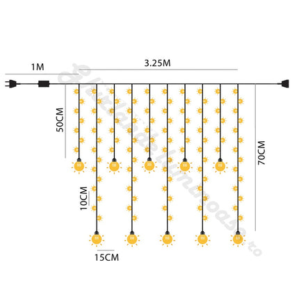 Lichtervorhang 3.25M × 0.5M/ 0.7M mit 120 LEDs, Durchsichtig Kabel, Bunten Licht und Flash, Verbindbar 16M, für Außen