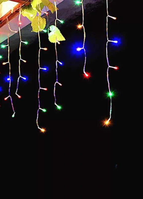 Lichtervorhang 3.25M × 0.5M/ 0.7M mit 120 LEDs, Durchsichtig Kabel, Bunten Licht und Flash, Verbindbar 16M, für Außen