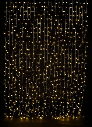 Lichtervorhang 3M × 5M mit 1500 LEDs, Durchsichtig Kabel, Warm Licht, Verbindbar 18M, für Außen
