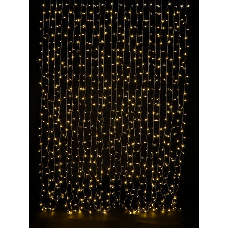 Lichtervorhang 3M × 5M mit 1500 LEDs, Durchsichtig Kabel, Warm Licht, Verbindbar 18M, für Außen