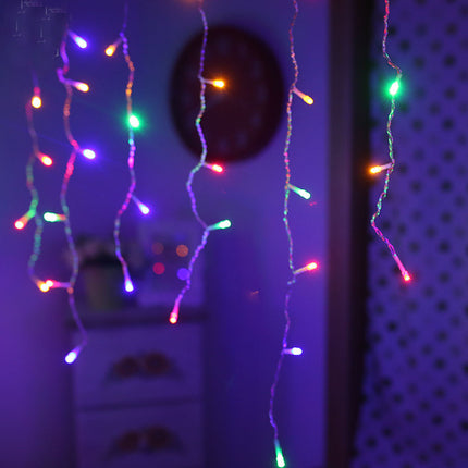 Lichtervorhang 3.25M × 0.5M/ 0.7M mit 120 LEDs, Durchsichtig Kabel, Bunten Licht und Flash, Verbindbar 16M, für Außen