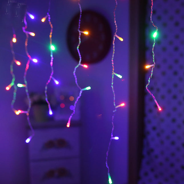 Lichtervorhang 3.25M × 0.5M/ 0.7M mit 120 LEDs, Durchsichtig Kabel, Bunten Licht und Flash, Verbindbar 16M, für Außen