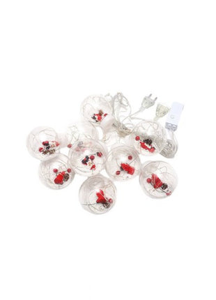 Lichtervorhang 3M mit 10 Kugel mit Weihnachtsmann, Silberkupfer Draht, Warm Licht, Verbindbar 15M, für Außen