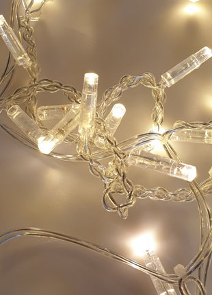 Lichtervorhang 3M x 1M mit 120 LEDs, Durchsichtig Kabel, Warm Licht, Verbindbar 15M für Außen