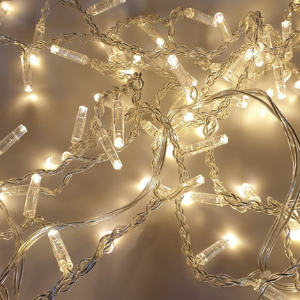 Lichtervorhang 4M x 0.6M mit 96 LEDs, Durchsichtig Kabel, Warm Licht, Verbindbar 20M für Außen