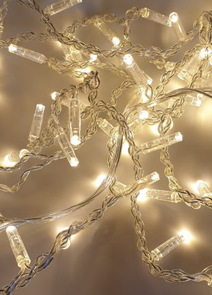 Lichtervorhang 3M x 1M mit 120 LEDs, Durchsichtig Kabel, Warm Licht, Verbindbar 15M für Außen