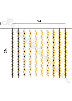 Silberdraht Lichtervorhang 3M × 3M, 300 LEDs, mit USB und Fernbedienung, 8 Programmen, Warm Licht, für Außen