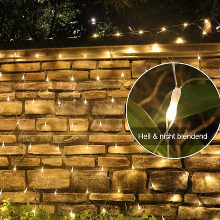 Lichternetz 4.5 x 1.6M mit 300 LEDs, mit 8 Programmen, Durchsichtig Kabel, Warm Licht, Verbindbar 13.5M, für Außen