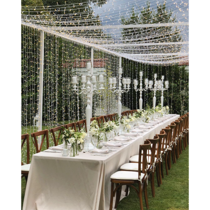Lichtervorhang 3M × 5M mit 1500 LEDs, Durchsichtig Kabel, Warm Licht, Verbindbar 18M, für Außen