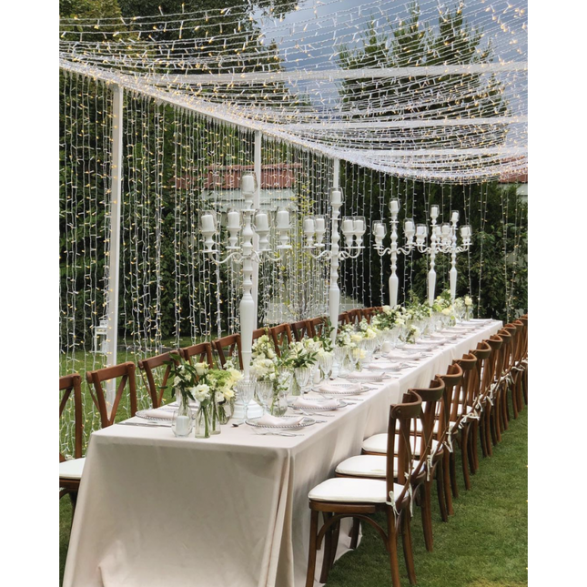 Lichtervorhang 3M × 5M mit 1500 LEDs, Durchsichtig Kabel, Warm Licht, Verbindbar 18M, für Außen