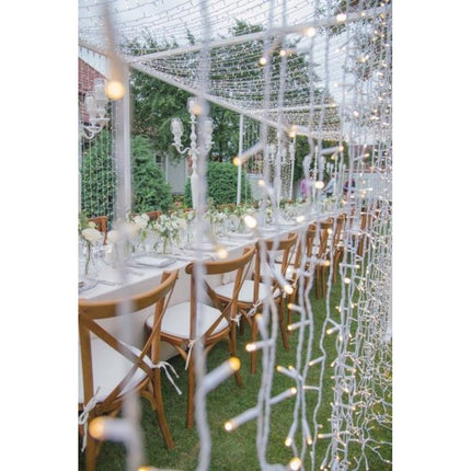 Lichtervorhang 3M × 1M mit 300 LEDs, Weißes Kabel, Warm Licht, Verbindbar 15M, für Außen