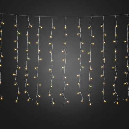 Lichtervorhang 4M x 0.6M mit 96 LEDs, Durchsichtig Kabel, Warm Licht, Verbindbar 20M für Außen