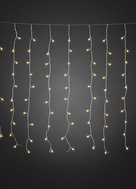 Lichtervorhang 3M x 1M mit 120 LEDs, Durchsichtig Kabel, Warm Licht, Verbindbar 15M für Außen